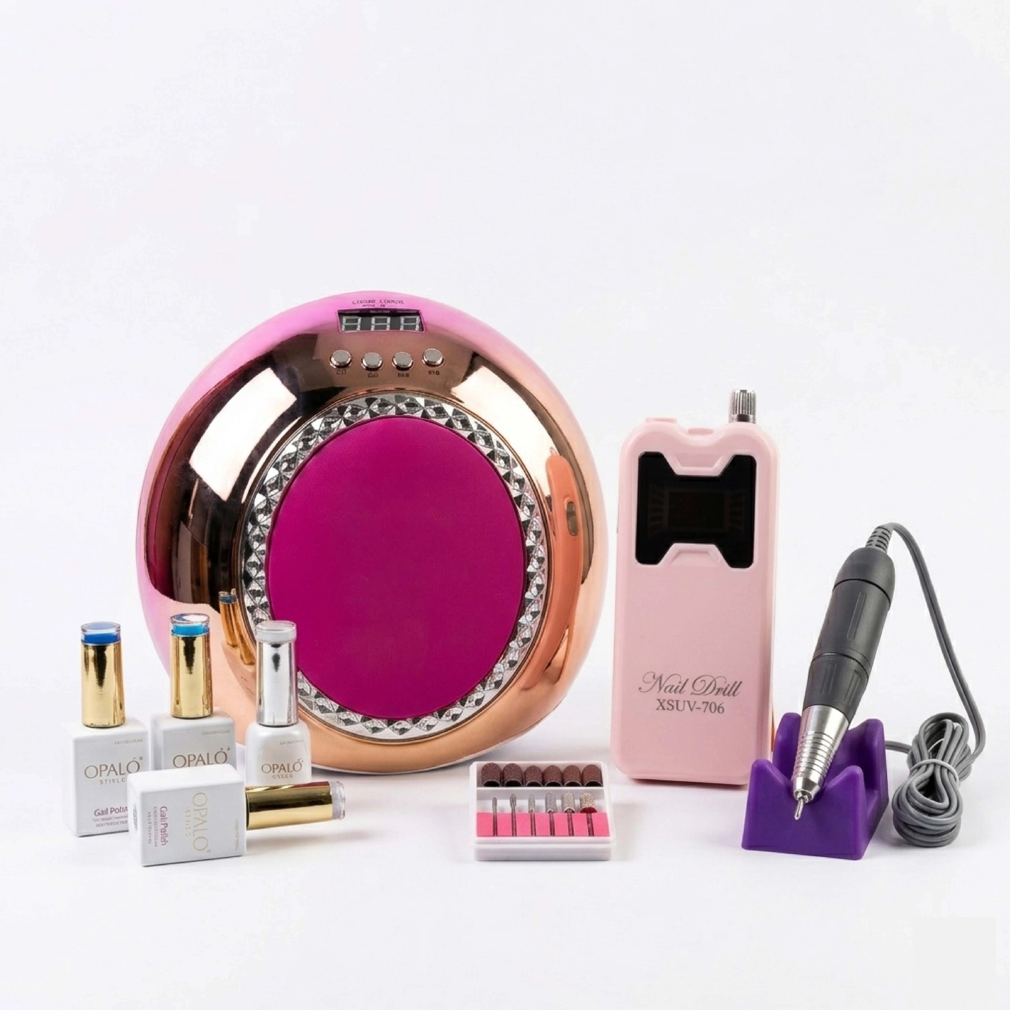 Kit Pro: Lámpara base metálica 288W + Drill 45k RPM + Lámpara Press On GRATIS