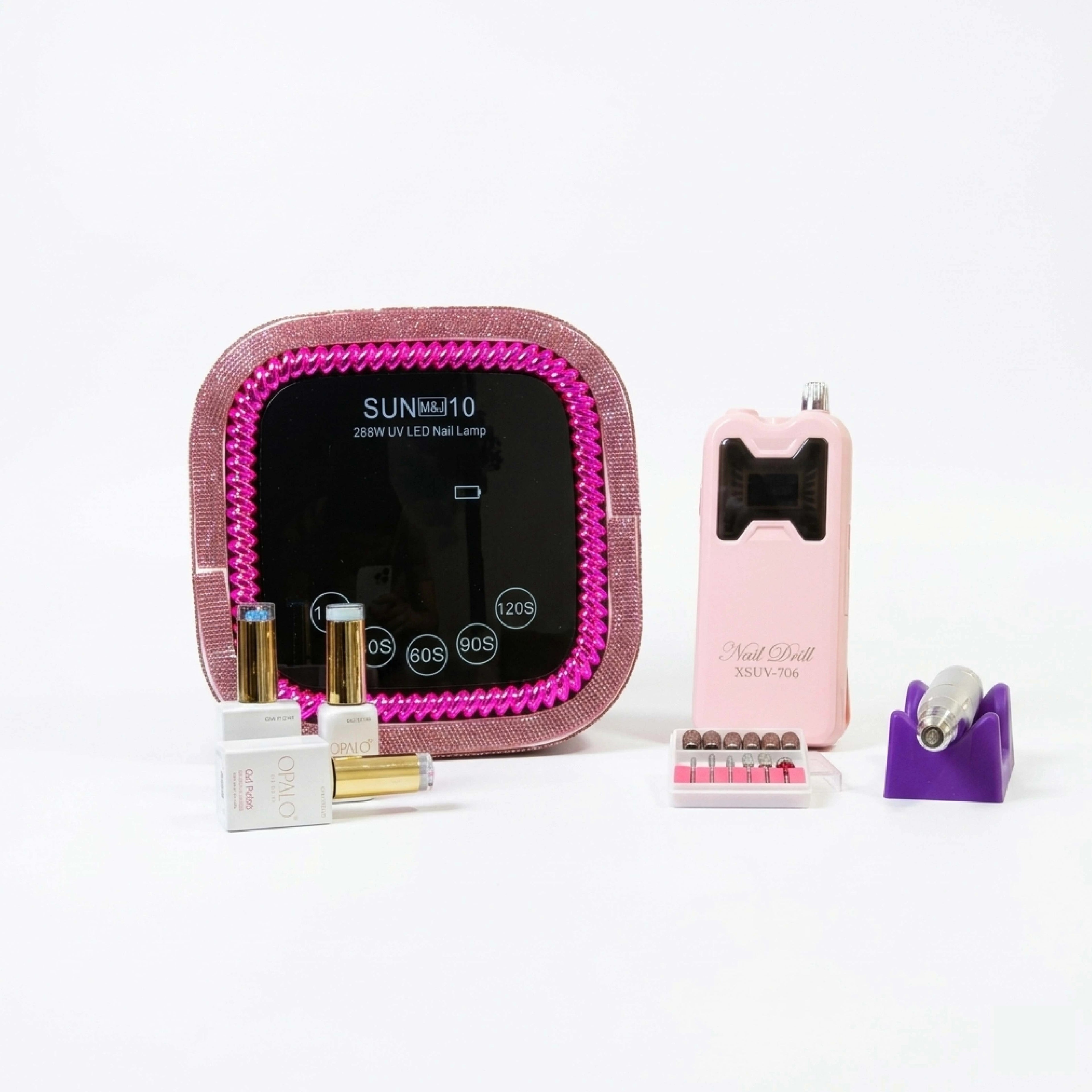 Kit Pro: Lámpara inalámbrica piedras 288W + Drill 45k RPM + Lámpara Press On GRATIS