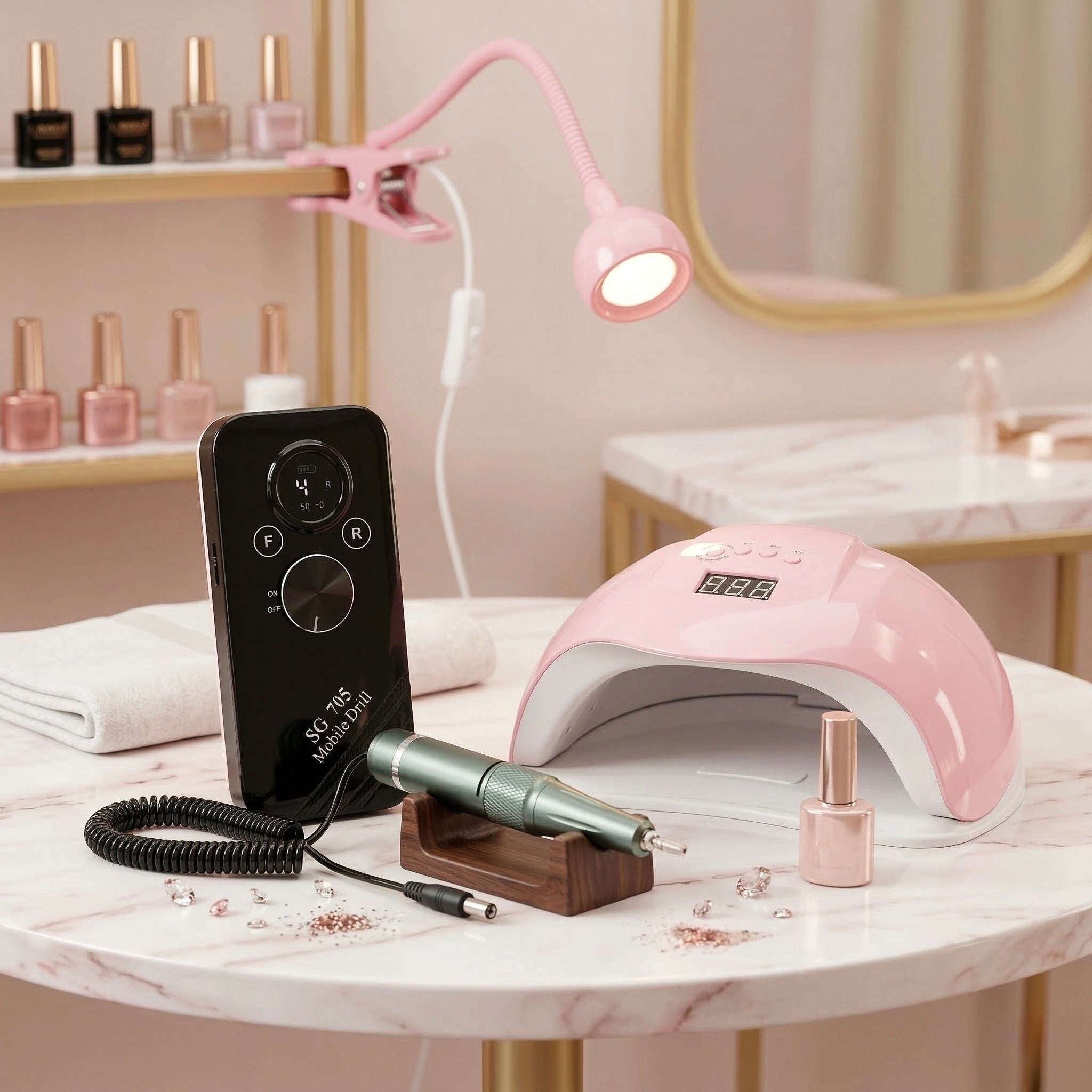 Kit Pro: Lámpara 54W + Drill 45k RPM + Lámpara Press On GRATIS