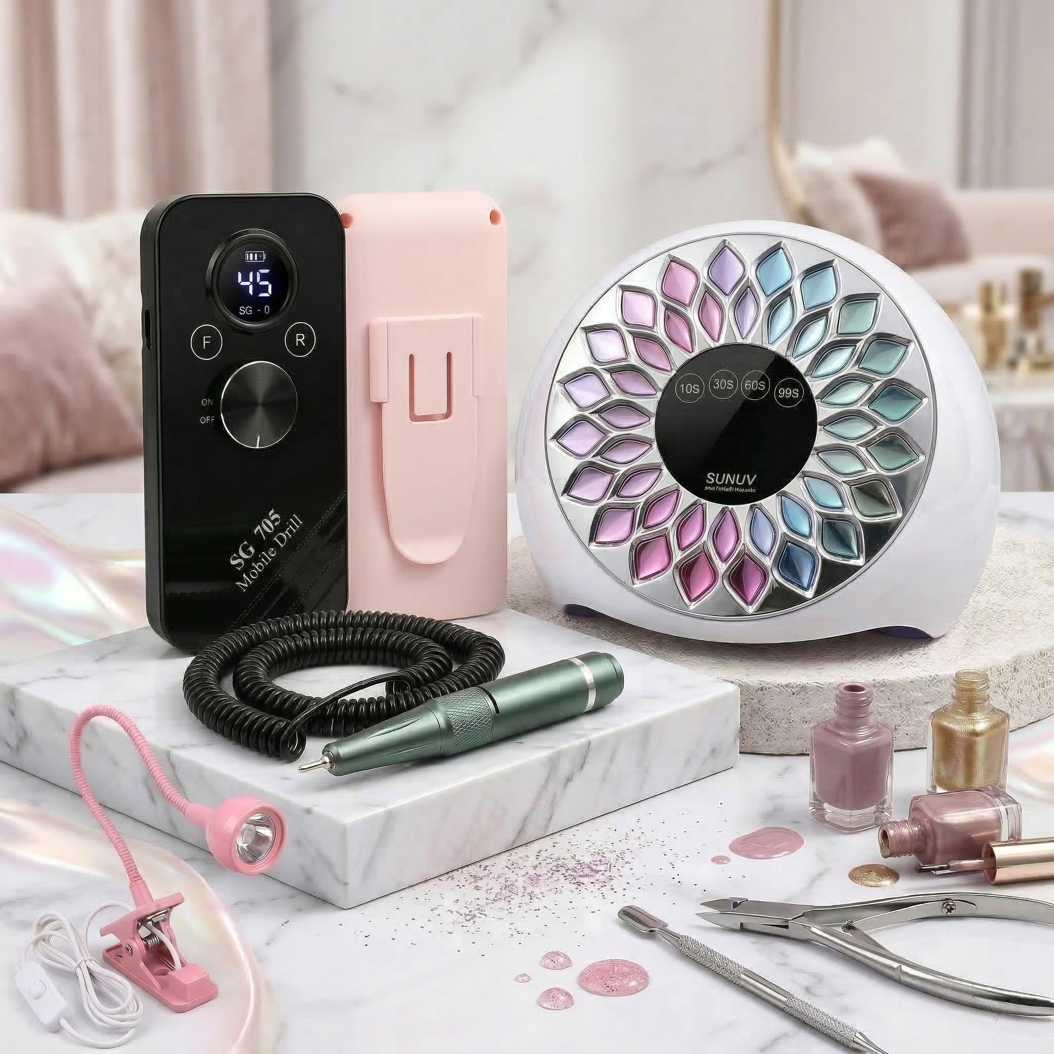 Kit Pro: Lámpara mandala 288W + Drill 45k RPM + Lámpara Press On GRATIS